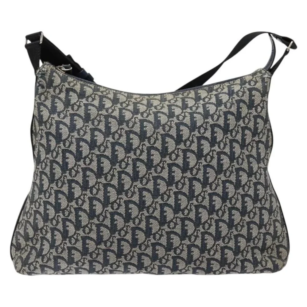 Authentic Christian Dior Trotter Canvas Shoulder Bag Navy Silver - Picture 9 of 16